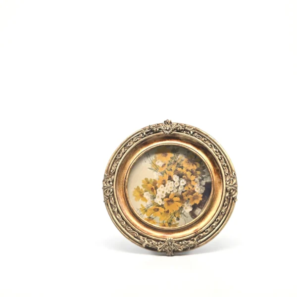 Premium Golden Photo Frame 9.5*9.5 cm  | Raisin, MDF, Glass & Metal Picture Frame | Tabletop & Wall Mount | Modern Decorative Frame for Home & Office