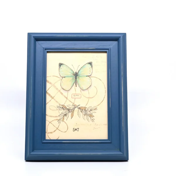 Wooden Photo Frame 5×7 | Premium Pine Wood  Blue Picture Frame | Rustic Natural Finish | Tabletop & Wall Hanging | Home Décor & Gifting