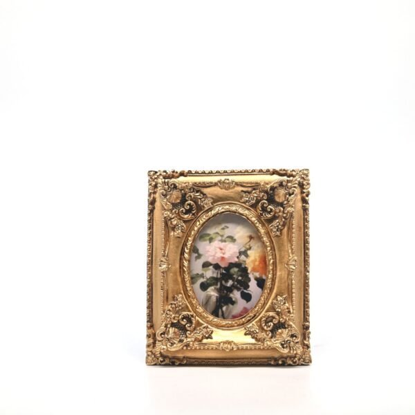 Premium Golden Flower Photo Frame 6.5*8.5 cm | Raisin, MDF, Glass & Metal Picture Frame | Tabletop & Wall Mount | Modern Decorative Frame for Home & Office