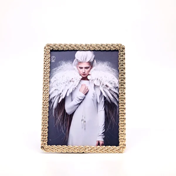 Zinc Alloy Photo Frame Golden 5×7 | Premium Metal Picture Frame with Glass Front | Elegant Home & Office Décor